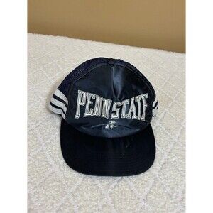Vtg 80s Penn State University 3 Stripes Mesh Back Trucker Snap Back USA Made
